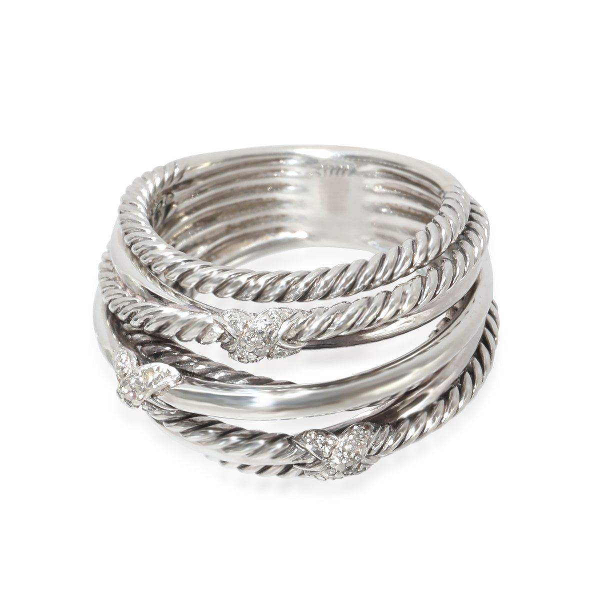 David Yurman Crossover Diamond Ring in Sterling Silver 0.11 CTW