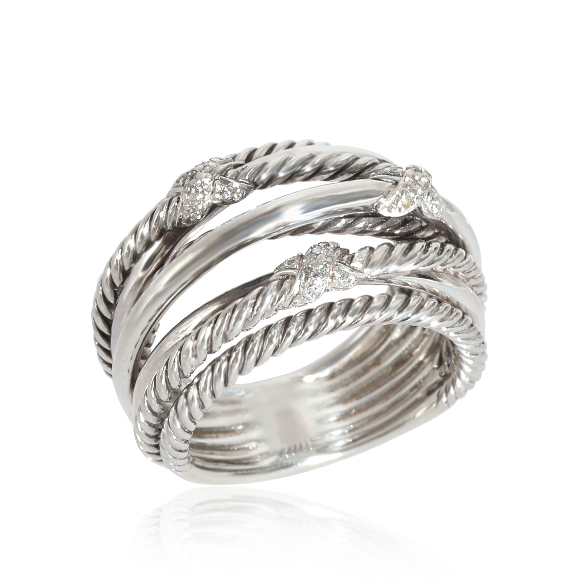 David Yurman Crossover Diamond Ring in Sterling Silver 0.11 CTW