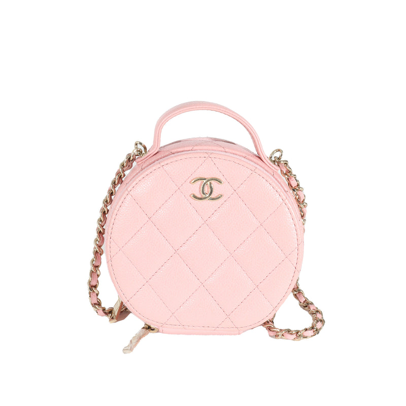 Chanel Pink Quilted Caviar Handle With Care Vanity Crossbody
