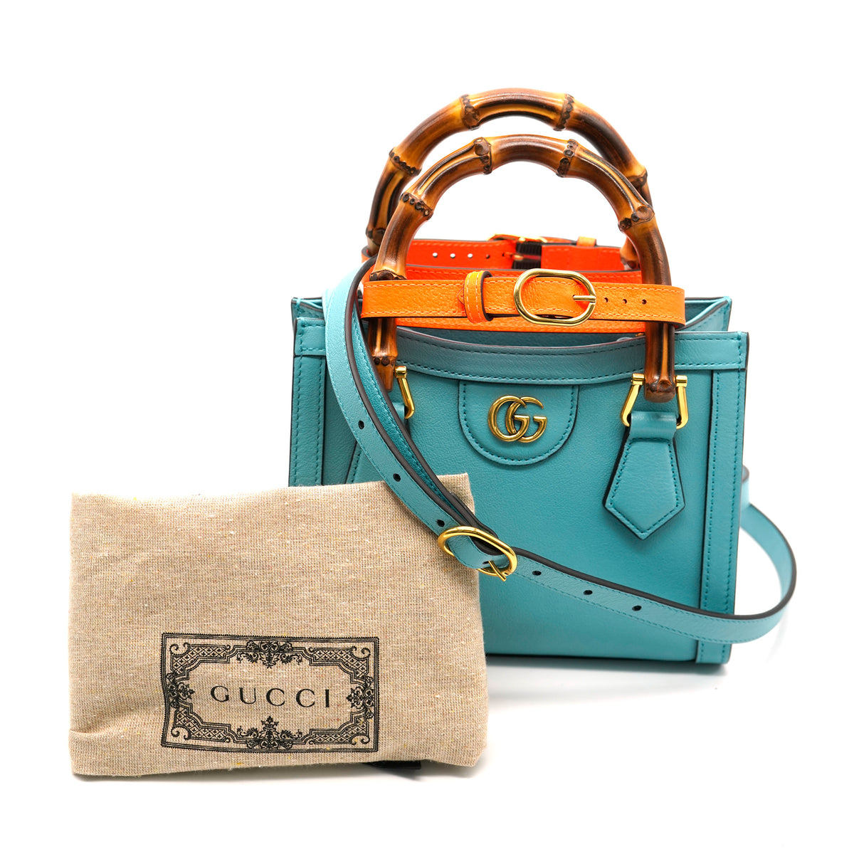 Gucci Dusty Azure Wonka Calfskin Mini Diana Tote Bag