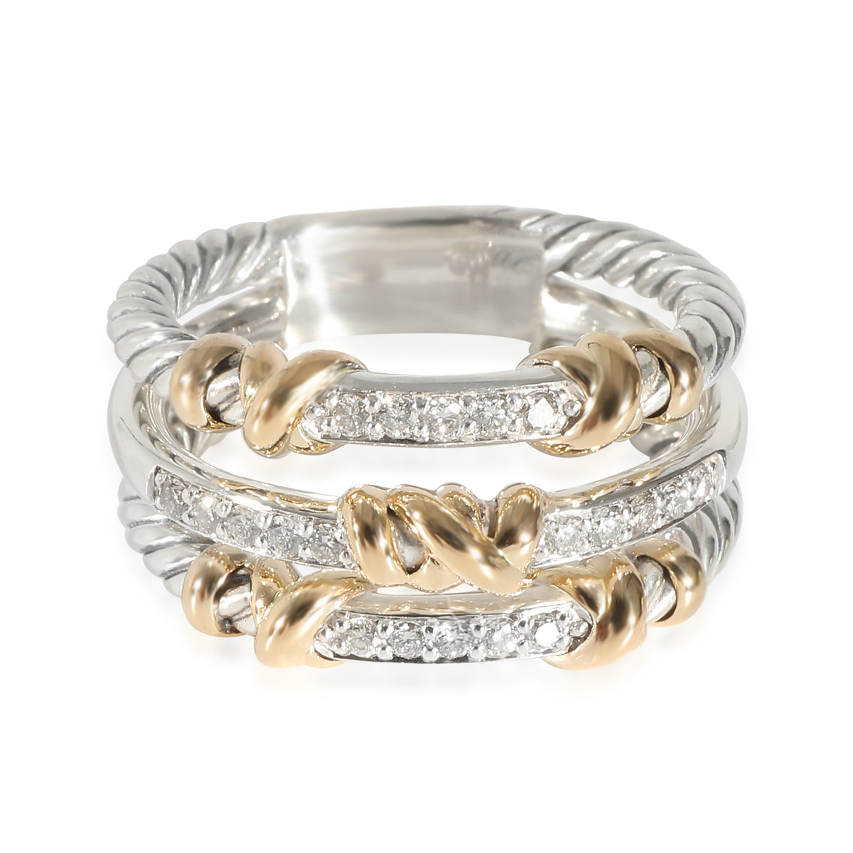 David Yurman Helena Ring in 18k Yellow Gold/Sterling Silver 0.21 Ctw