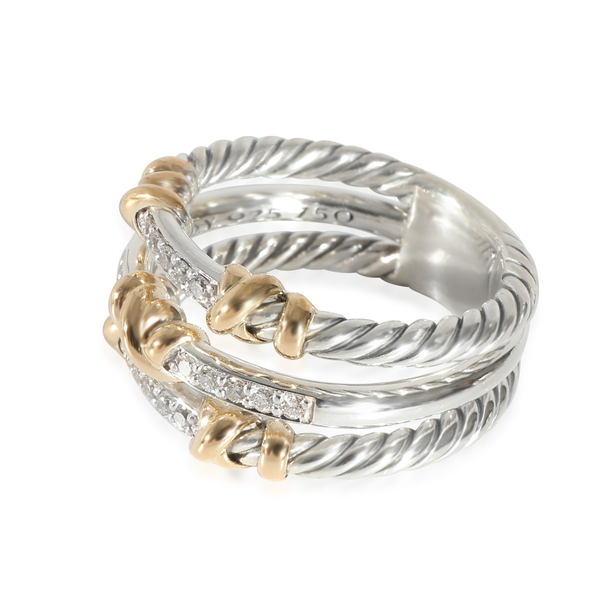 David Yurman Helena Ring in 18k Yellow Gold/Sterling Silver 0.21 Ctw