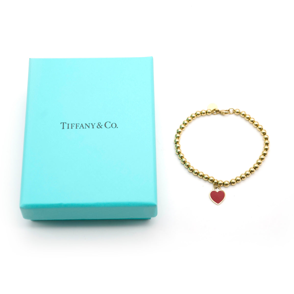 Tiffany Return To Tiffany Mini Heart Tag Bead Bracelet in 18KT Yellow Gold