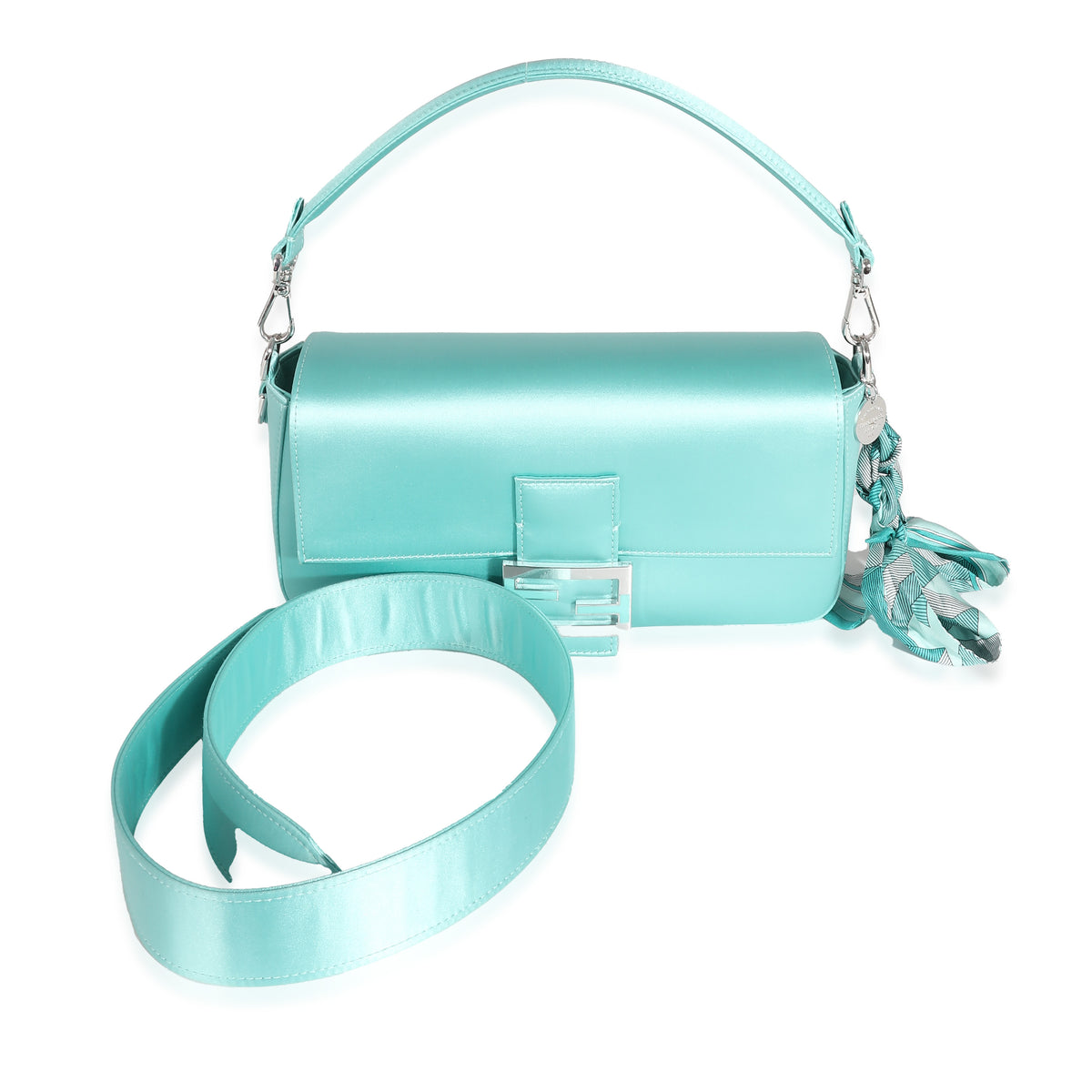 Fendi x Tiffany & Co Blue Silk Medium Baguette