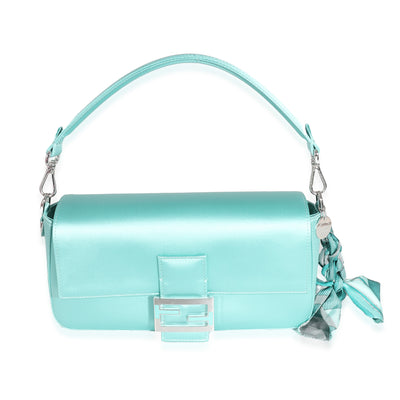 Fendi x Tiffany & Co Blue Silk Medium Baguette