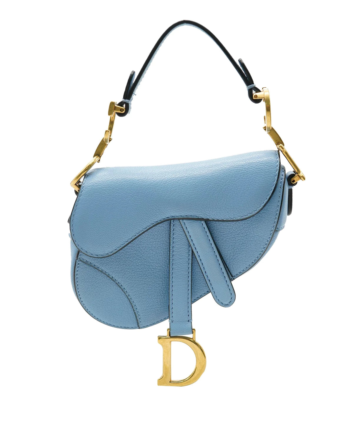 Christian Dior Cornflower Blue Goatskin Micro Saddle Bag