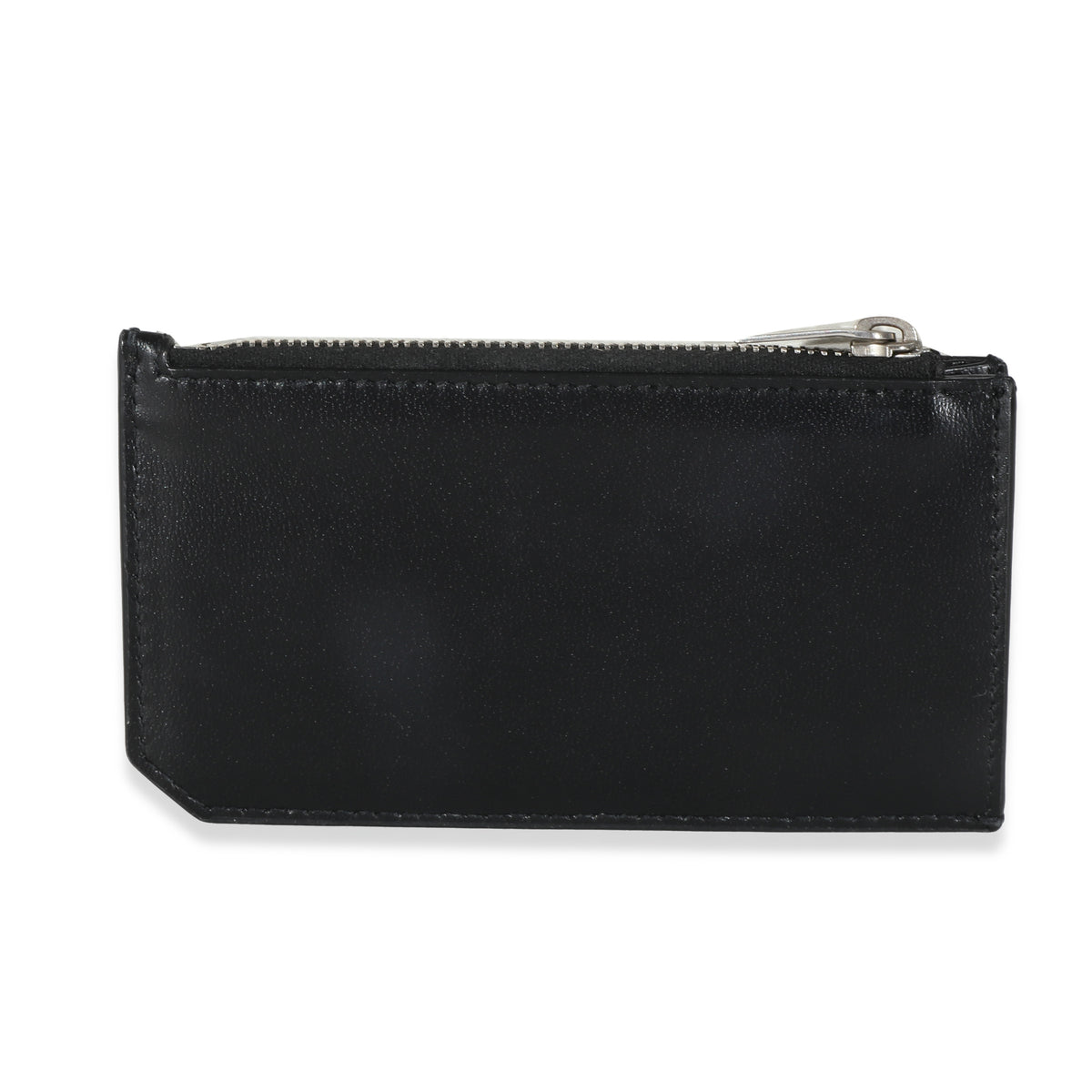 Saint Laurent Black Leather Tiny Cassandre Zipped Fragments Card Case