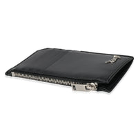 Saint Laurent Black Leather Tiny Cassandre Zipped Fragments Card Case