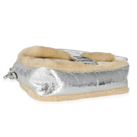 Fendi Craquelé Silver Sheepskin Medium Iconic Baguette Bag