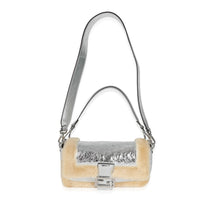 Fendi Craquelé Silver Sheepskin Medium Iconic Baguette Bag