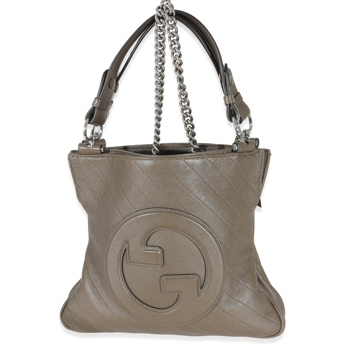 Gucci Brown Calfskin Diagonal Stitched Small Blondie Tote