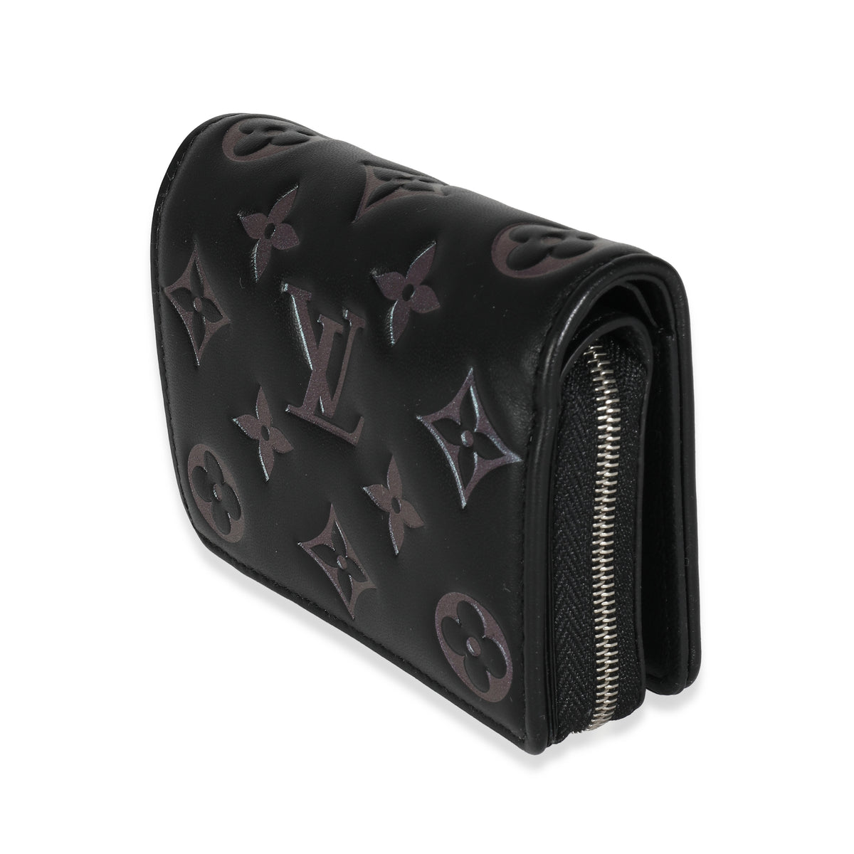 Louis Vuitton Black Iridescent Monogram Embossed Lou Coussin Wallet