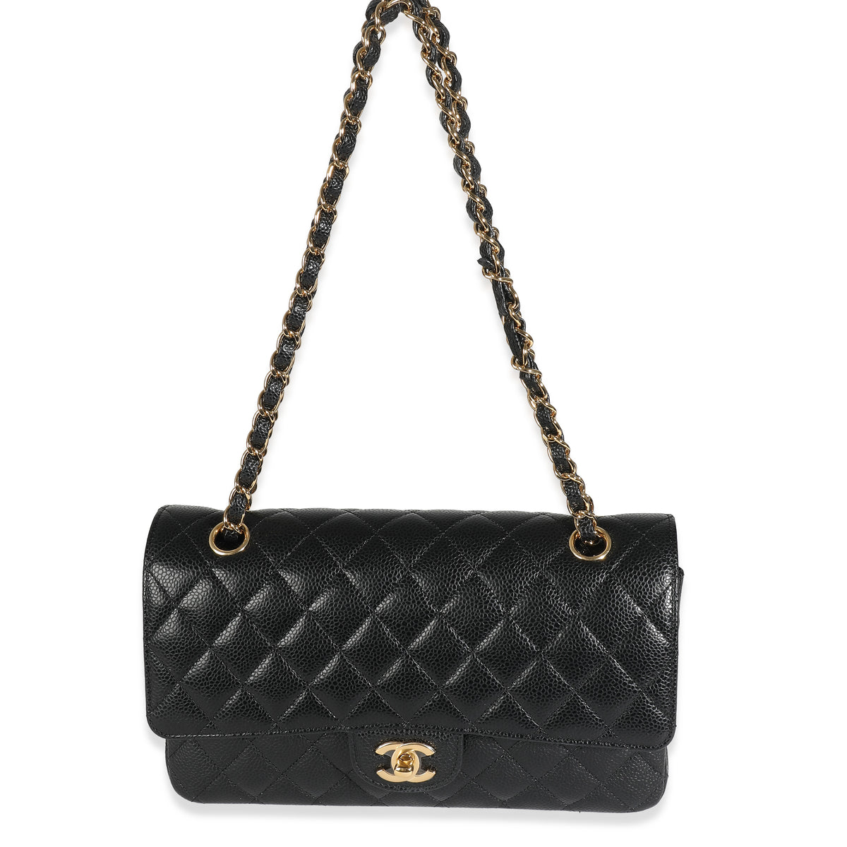 Chanel Black Quilted Caviar Medium Classic Double Flap Bag