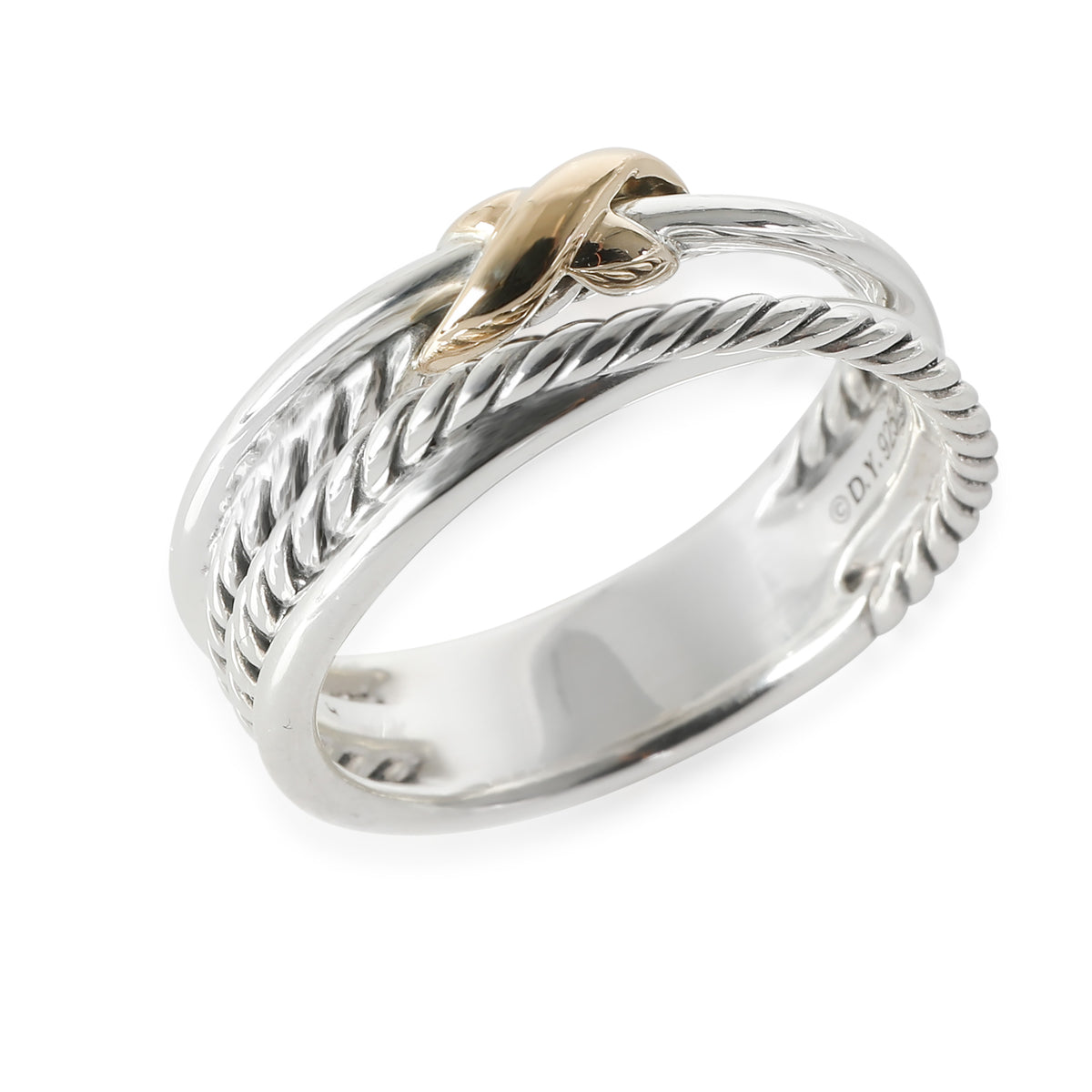 David Yurman Crossover Ring in 18k Yellow Gold/Sterling Silver