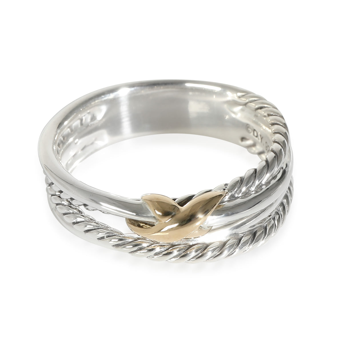 David Yurman Crossover Ring in 18k Yellow Gold/Sterling Silver