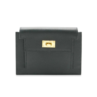 Hermès Black Epsom Kelly Pocket Compact Wallet