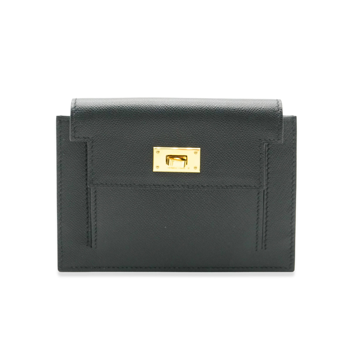 Hermès Black Epsom Kelly Pocket Compact Wallet