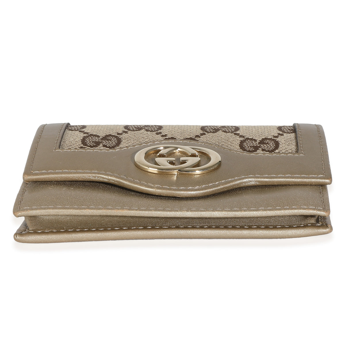 Gucci Gold Beige GG Canvas Sukey Card Case