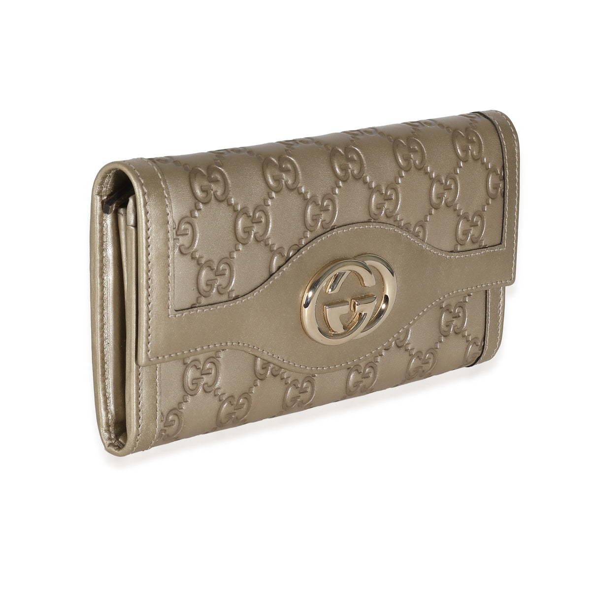 Gucci Champagne Guccissima Leather Sukey Continental Wallet