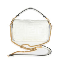 Fendi White FF Embossed Nappa Mini Baguette Bag