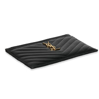 Saint Laurent Black Grain De Poudre Cassandre Pouch