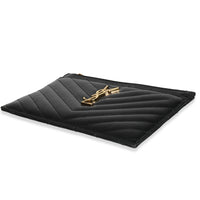 Saint Laurent Black Grain De Poudre Cassandre Pouch