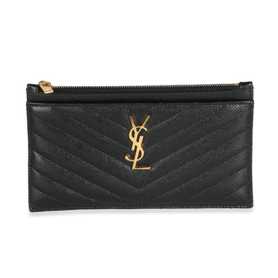 Saint Laurent Black Grain De Poudre Cassandre Pouch