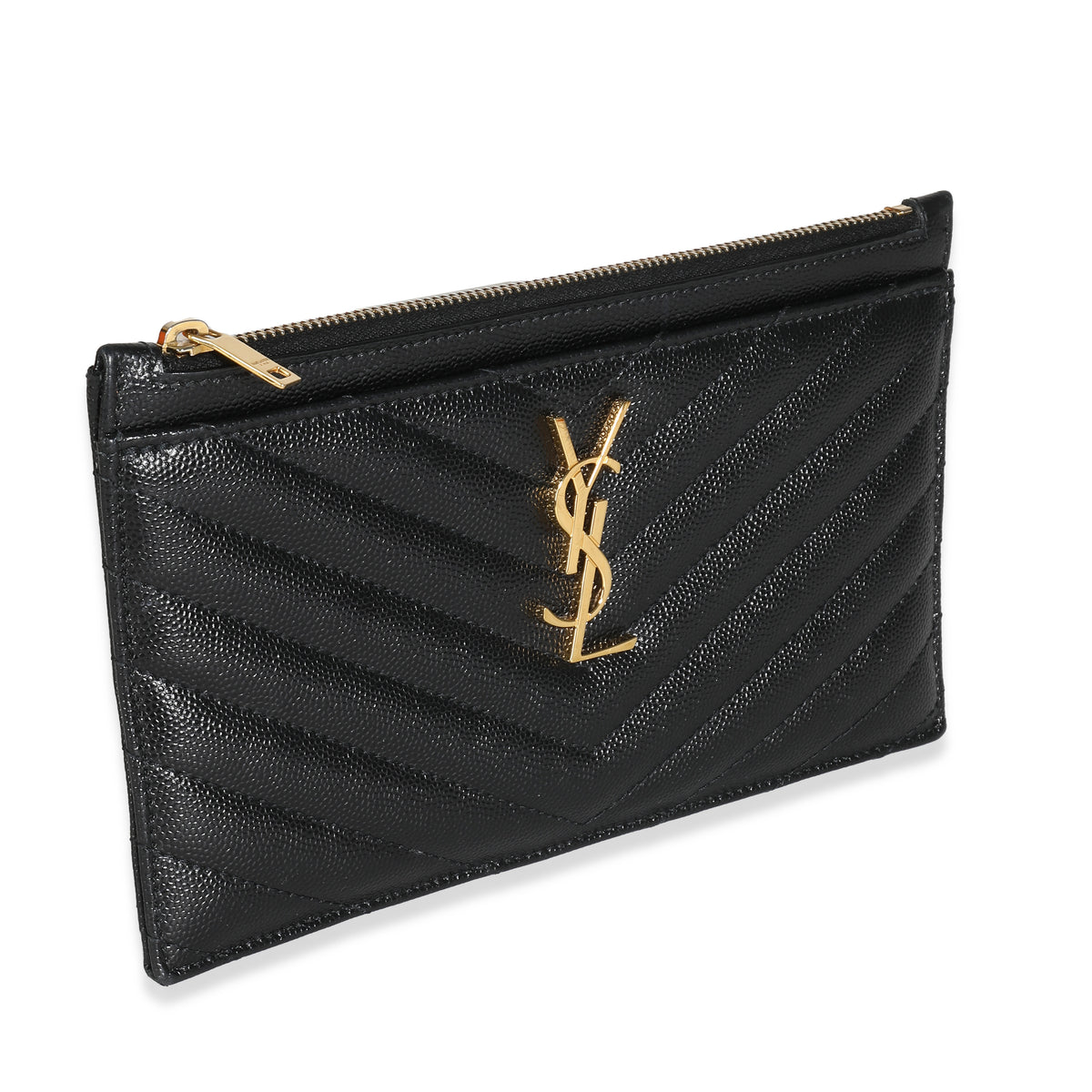 Saint Laurent Black Grain De Poudre Cassandre Pouch