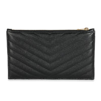 Saint Laurent Black Grain De Poudre Cassandre Pouch