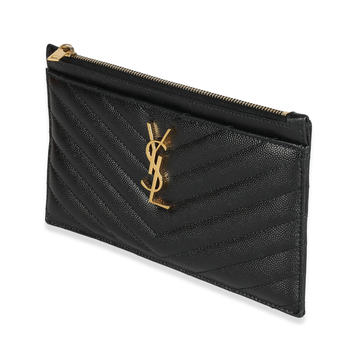 Saint Laurent Black Grain De Poudre Cassandre Pouch