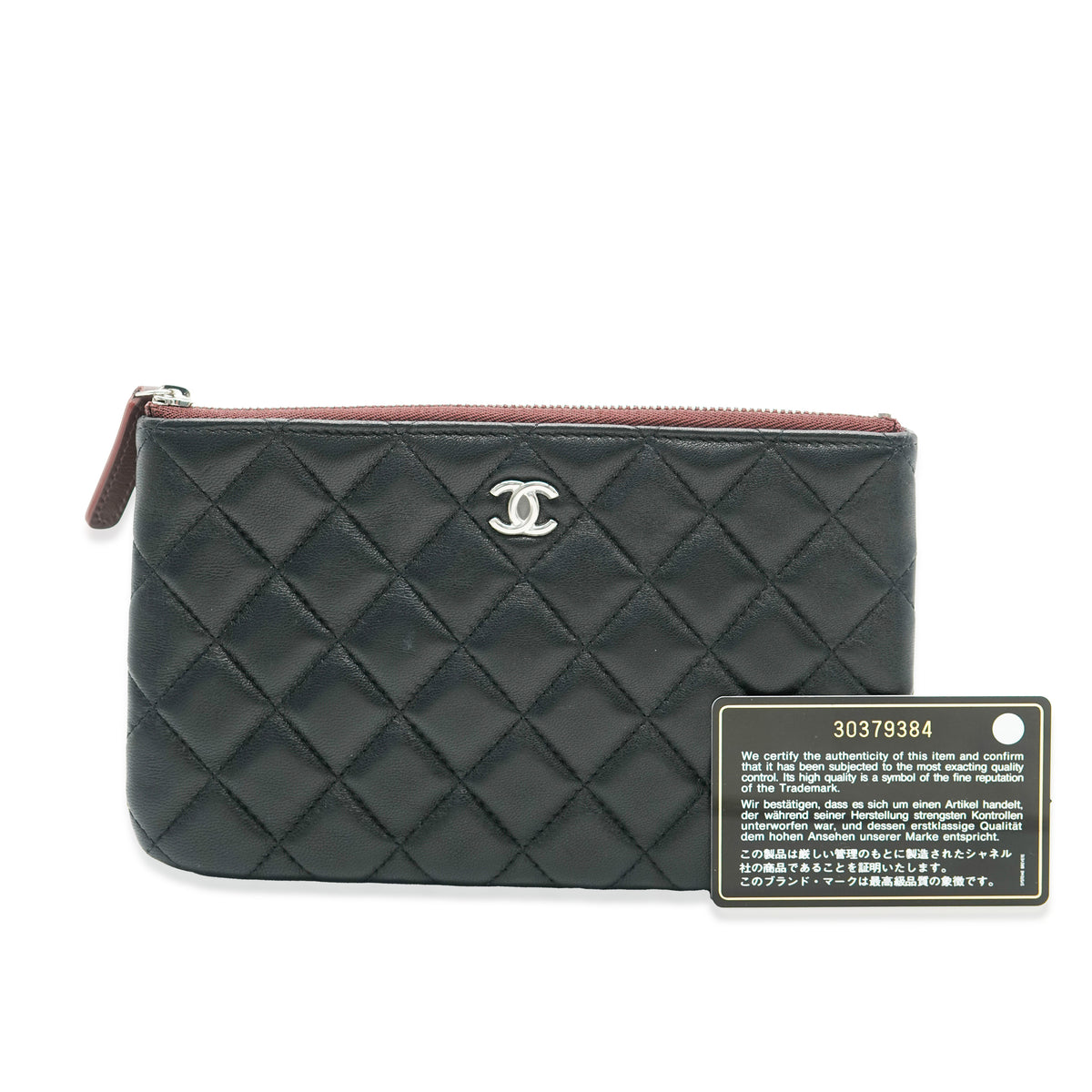 Chanel Black Quilted Lambskin Small O-Case Pouch