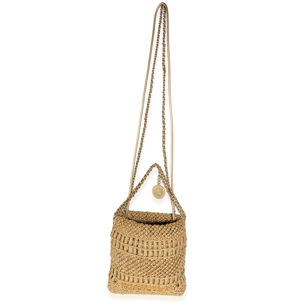 Chanel Métiers dart Gold Macrame Calfskin Mini Chanel 22 Hobo