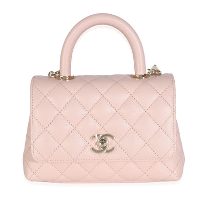 Chanel 21A Light Pink Quilted Caviar Mini Coco Top Handle