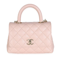 Chanel 21A Light Pink Quilted Caviar Mini Coco Top Handle