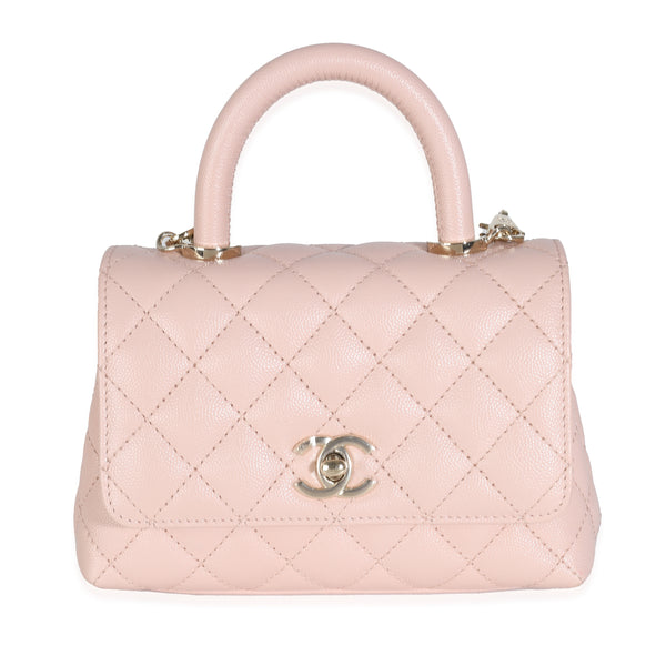 Chanel 21A Light Pink Quilted Caviar Mini Coco Top Handle