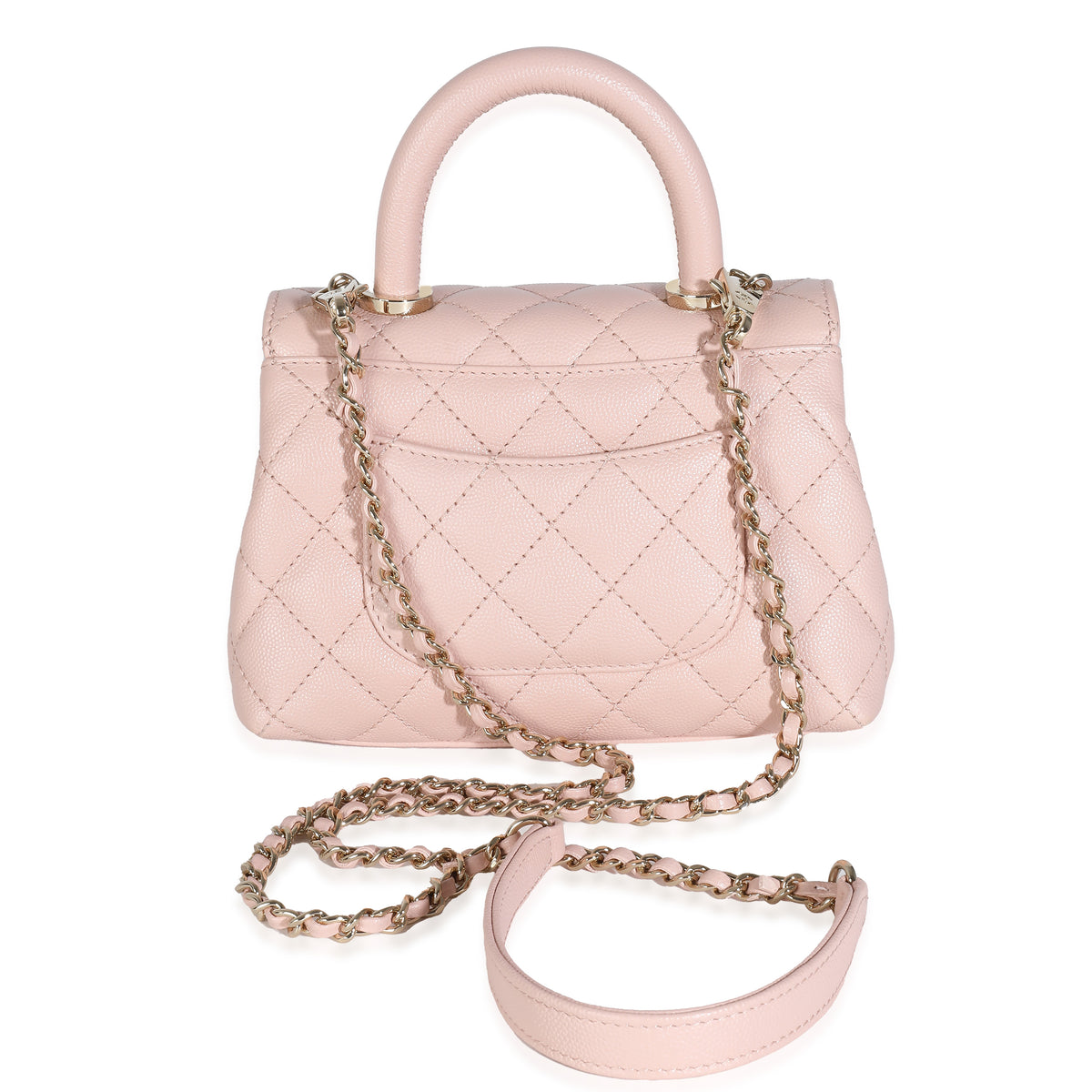 Chanel 21A Light Pink Quilted Caviar Mini Coco Top Handle