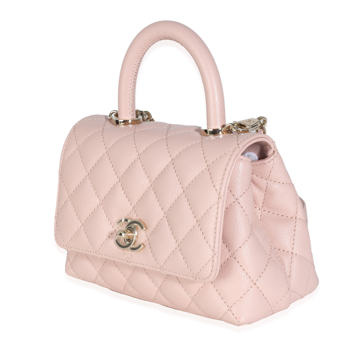 Chanel 21A Light Pink Quilted Caviar Mini Coco Top Handle