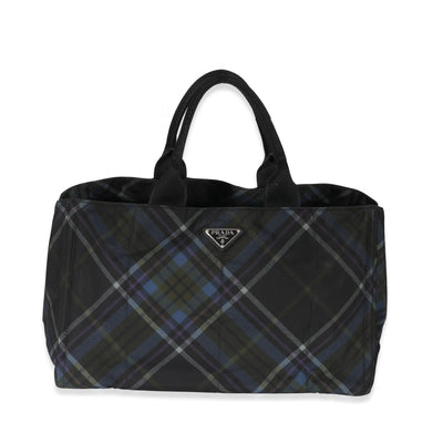 Prada Multicolor Check Tessuto Medium Canapa Tote