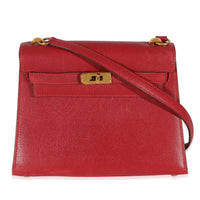 Hermes Vintage Rouge Vif Courchevel Mini Sellier Shoulder Kelly 20 GHW