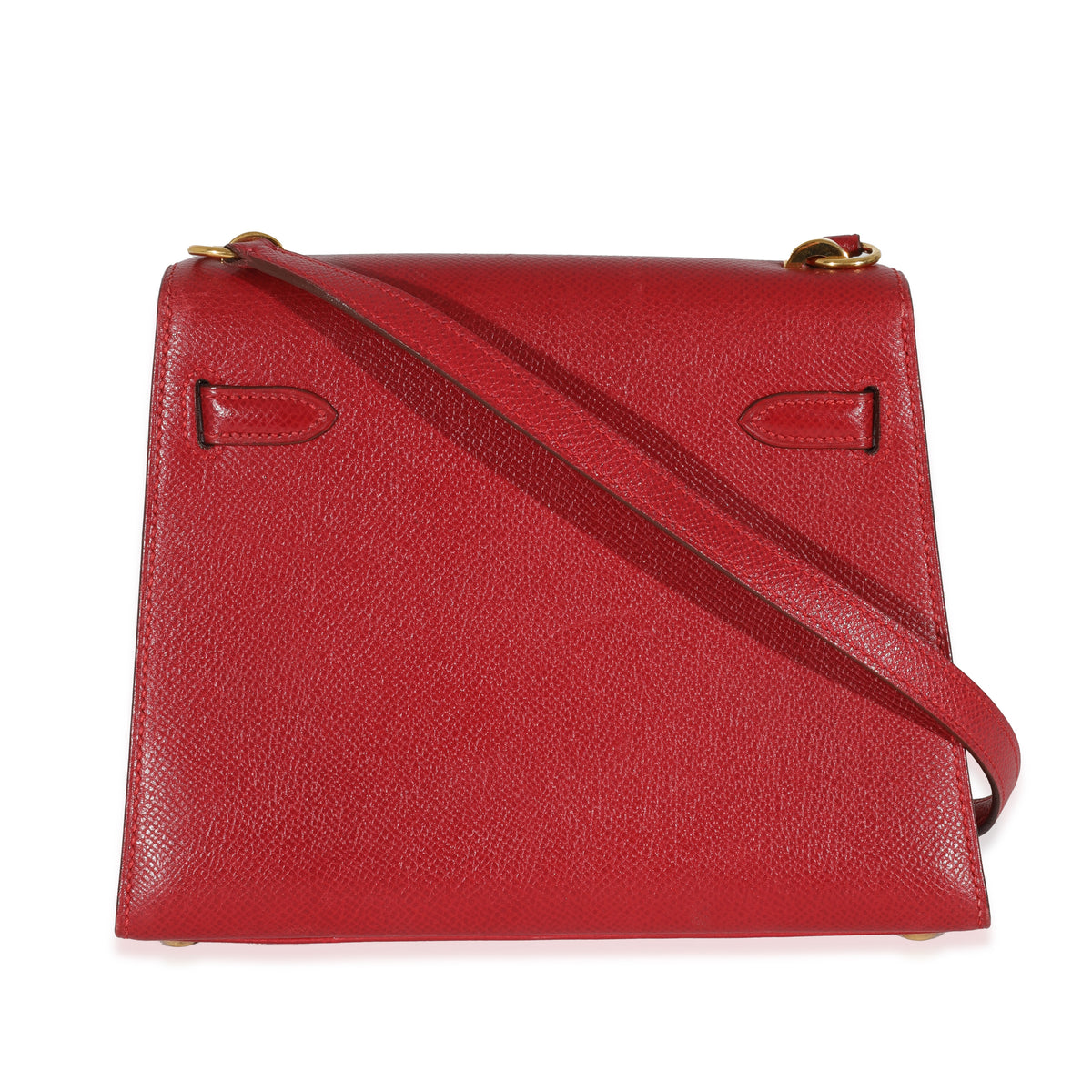 Hermes Vintage Rouge Vif Courchevel Mini Sellier Shoulder Kelly 20 GHW