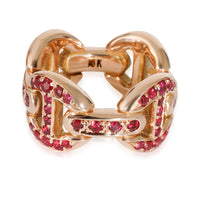 Hoorsenbuhs Antiquated Tri-Link Ring with Rubies in 18k Rose Gold