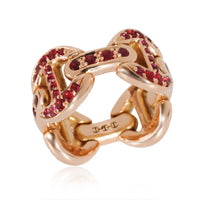 Hoorsenbuhs Antiquated Tri-Link Ring with Rubies in 18k Rose Gold