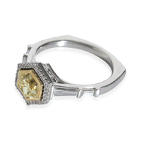 Fancy Light Yellow Hexagon Diamond Engagement Ring in Platinum 1.55CTW