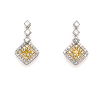 Fancy Yellow Diamond Drop Earrings in 18K White Gold (1.75 CTW)