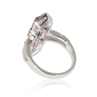 Sapphire, Ruby & Diamond Cocktail  Ring in 18K White Gold (1.09 CTW)