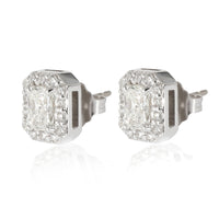 Diamond Radiant Halo Earrings in 18K White Gold (0.95 CTW)