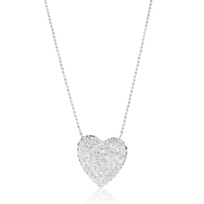 Diamond Heart Shaped Pendant in 14K White Gold, 2.5 CTW