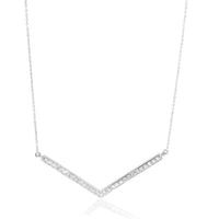 14K White Gold Diamond V Necklace, 1/3 Ctw.