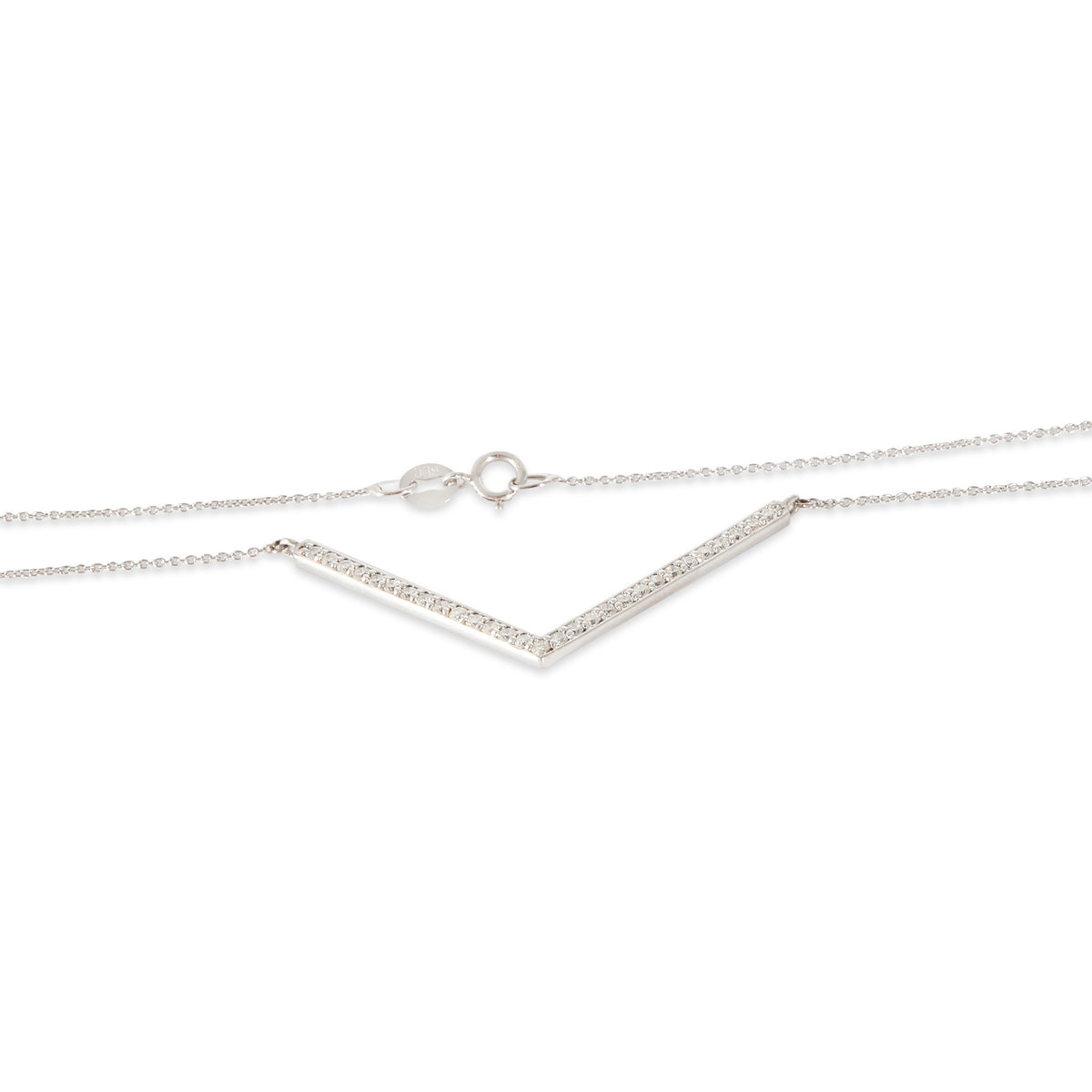 14K White Gold Diamond V Necklace, 1/3 Ctw.