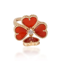 Van Cleef & Arpels Sweet Alhambra Effeuillage Carnelian 18KT Gold Ring 0.09CTW